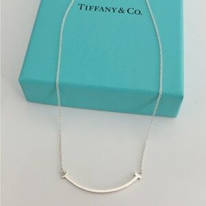 Tiffany & Co. Curved Smile Bar Pendant Necklace, Sterling Silver